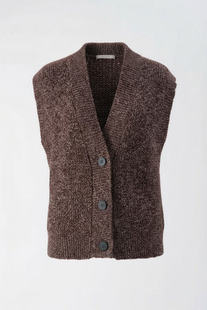 Oversized crew neck vest with buttons