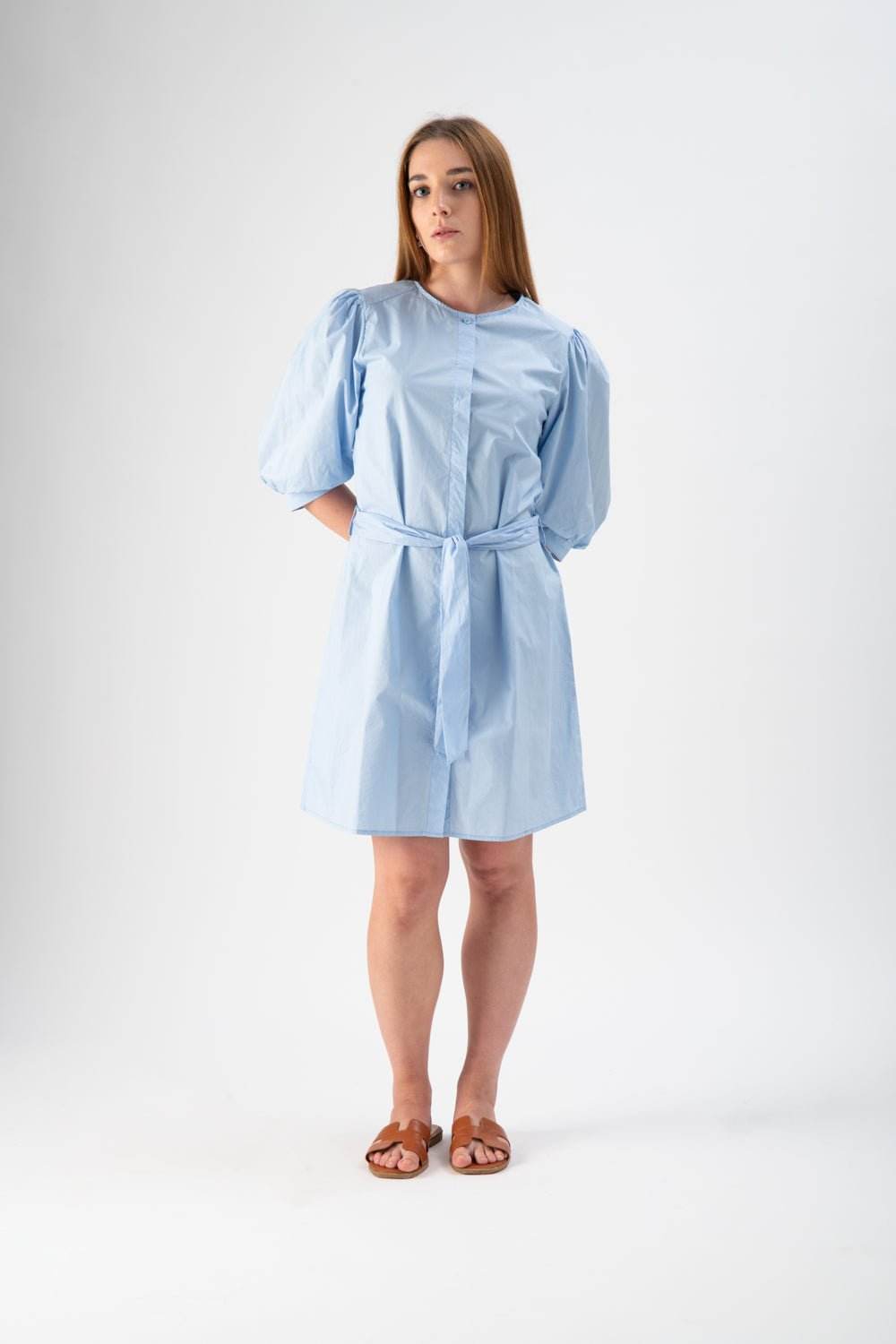 Abitino in popeline con fusciacca in vita - MND™