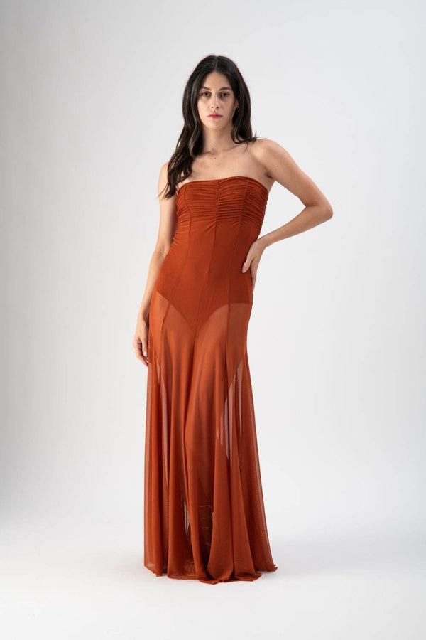 Abito lungo con body e gonna velata - MND™