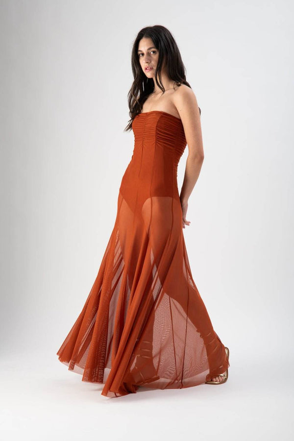 Abito lungo con body e gonna velata - MND™