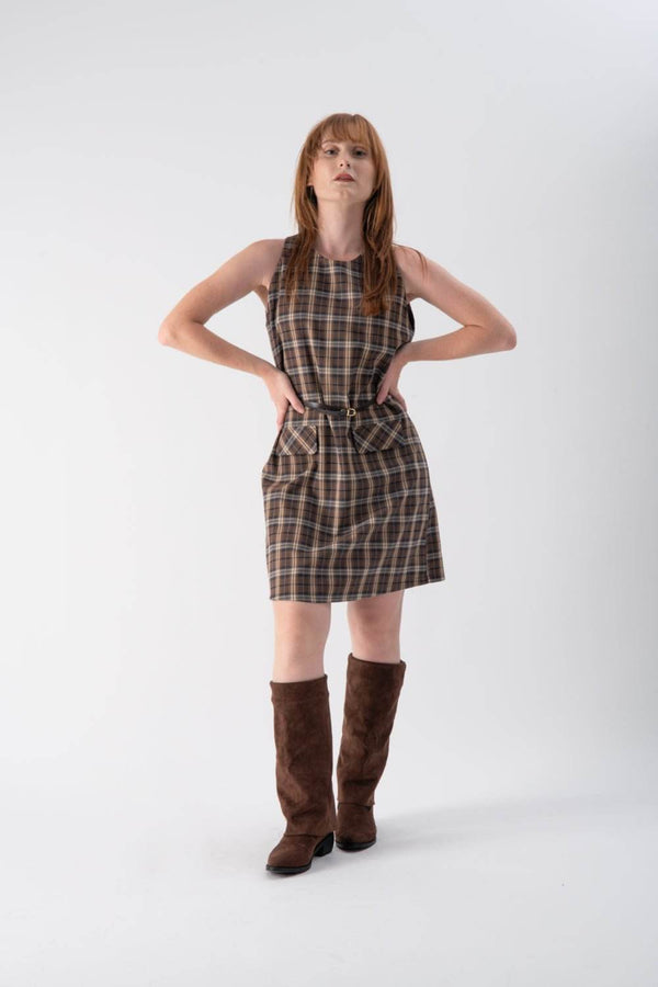 Abito smanicato con motivo a quadri - MND™