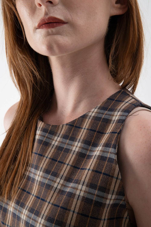 Abito smanicato con motivo a quadri - MND™