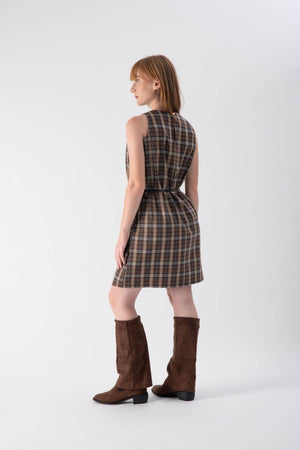 Abito smanicato con motivo a quadri - MND™