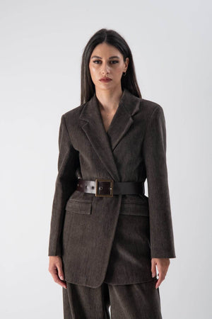 Blazer in ciniglia con cintura - MND™