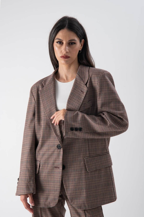 Blazer strutturato oversize con motivo a quadri - MND™