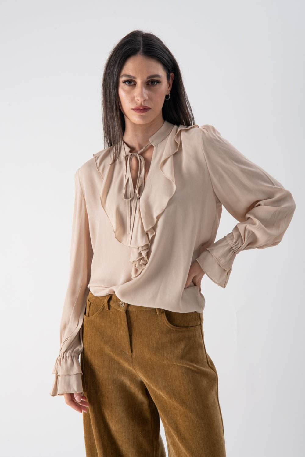 Blusa in viscosa con volant - MND™