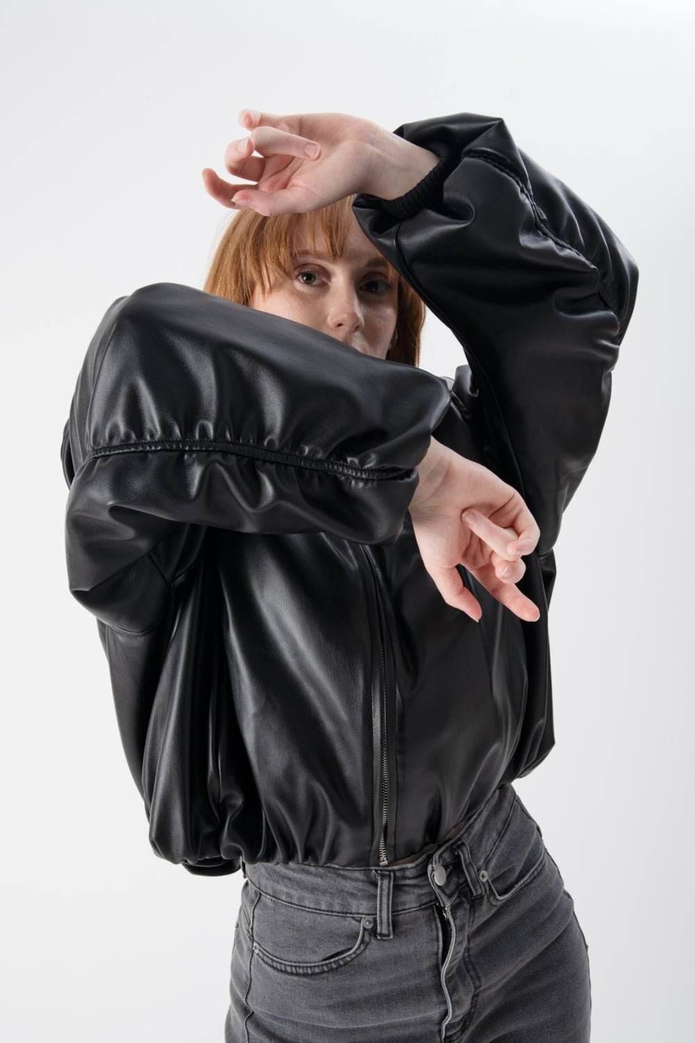 Bomber cropped in ecopelle blacky - MND™