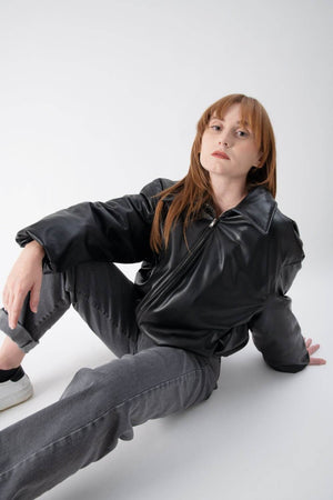 Bomber cropped in ecopelle blacky - MND™