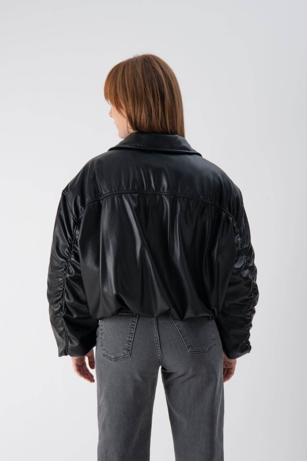 Bomber cropped in ecopelle blacky - MND™