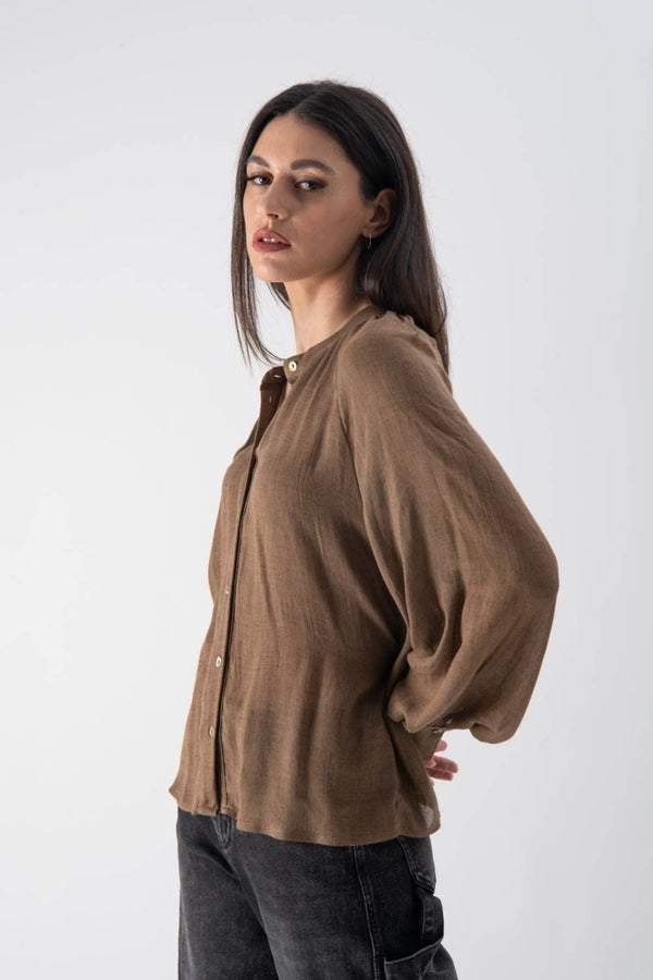 Camicia con scollo alla coreana - MND™