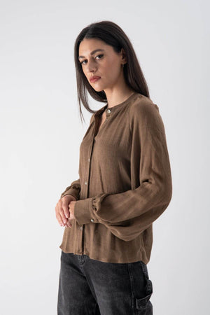 Camicia con scollo alla coreana - MND™