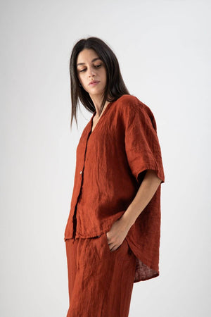 Camicia in lino a maniche corte - MND™