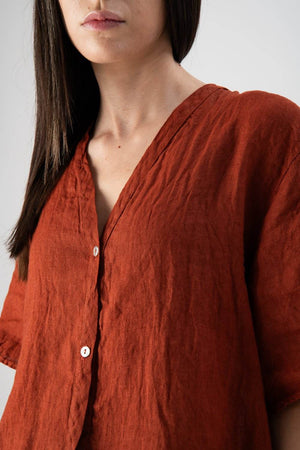 Camicia in lino a maniche corte - MND™