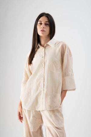 Camicia velata con ricami floreali - MND™