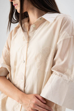 Camicia velata con ricami floreali - MND™