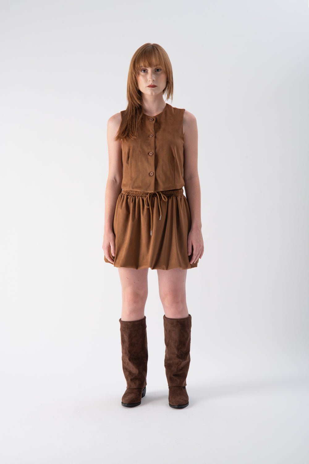 Coordinato scamosciato cognac - MND™