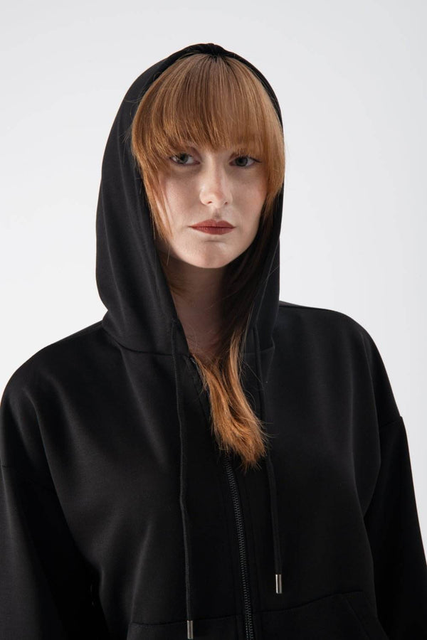 Felpa cropped con zip e cappuccio - MND™