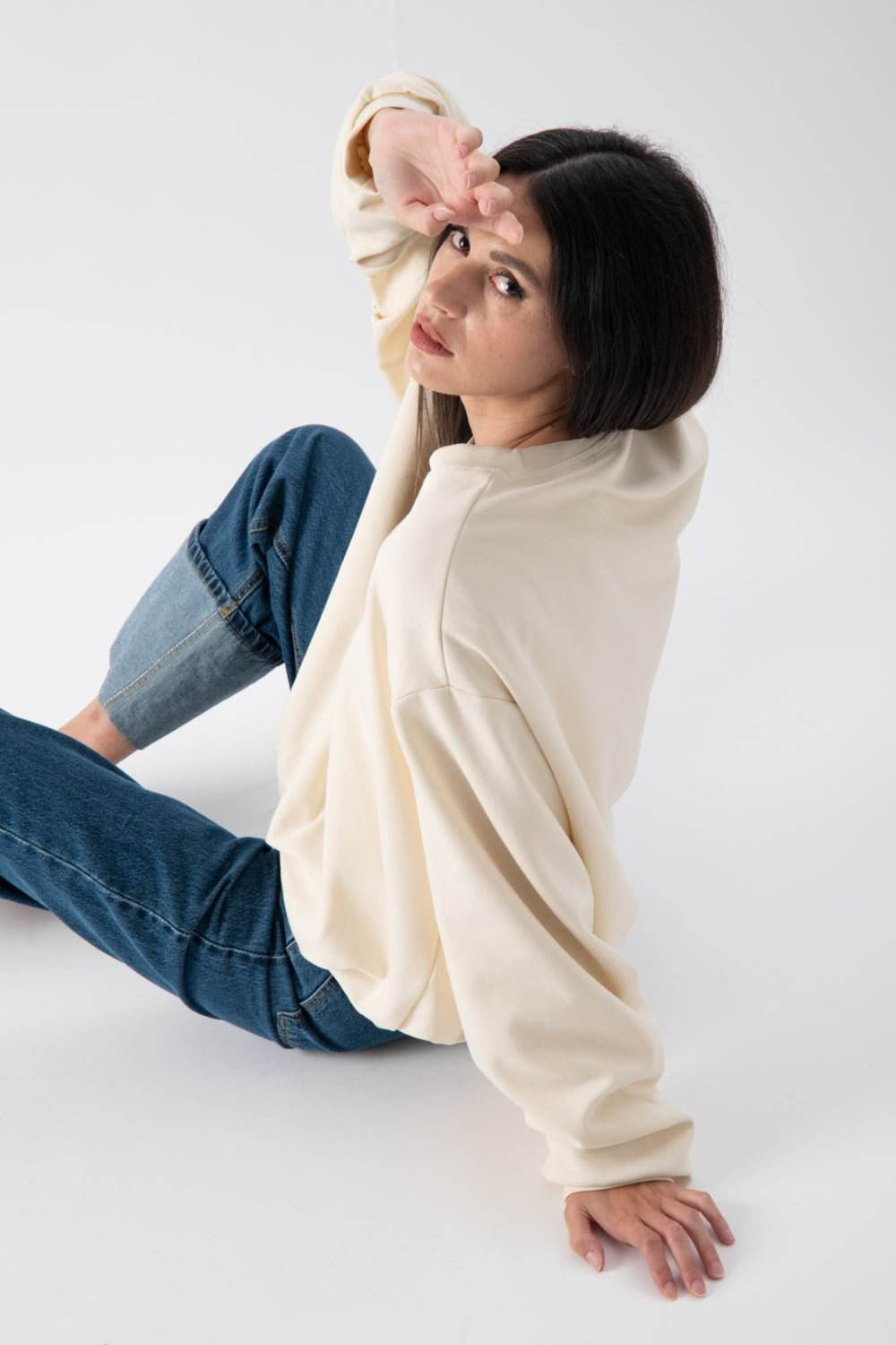 Felpa oversize in cotone a girocollo - MND™