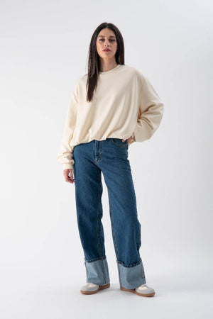 Felpa oversize in cotone a girocollo - MND™