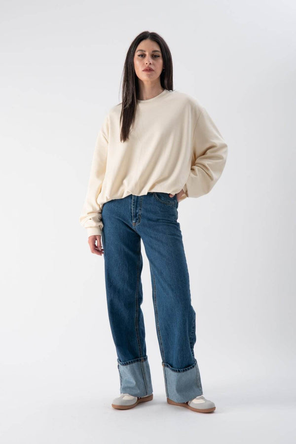 Felpa oversize in cotone a girocollo - MND™