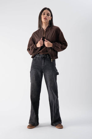 Giacca leggera in tessuto scamosciato con fondo arricciato - MND™