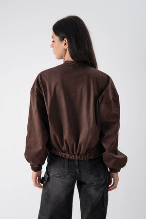 Giacca leggera in tessuto scamosciato con fondo arricciato - MND™