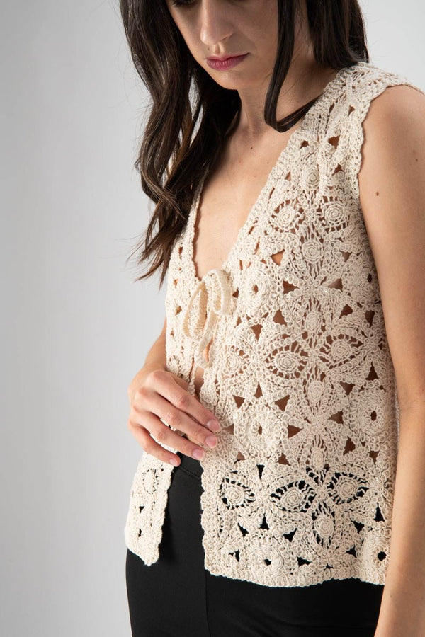 Gilet in crochet con micro paillettes - MND™