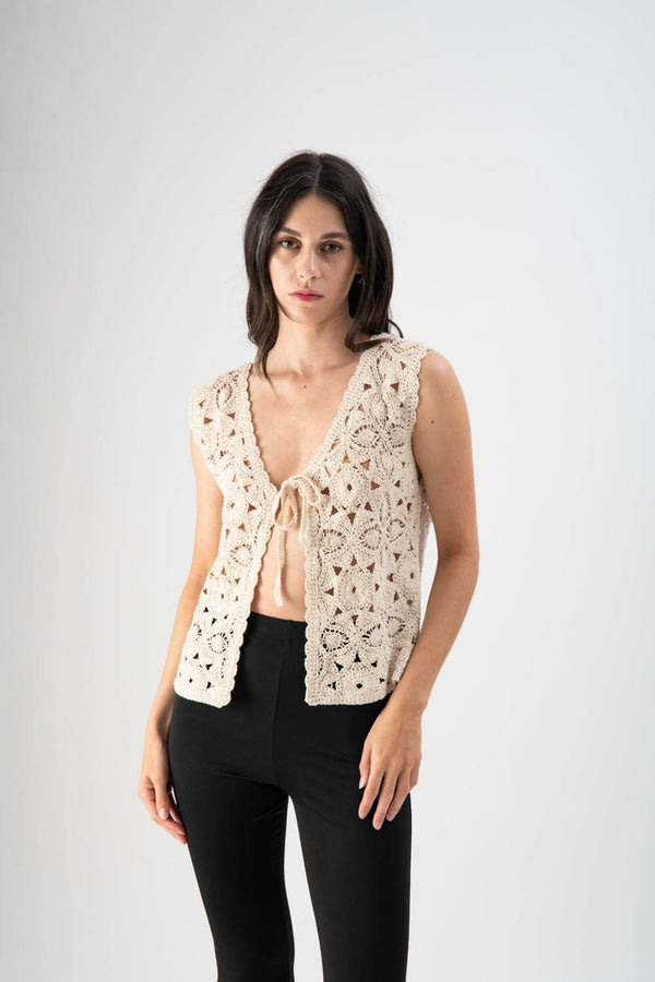 Gilet in crochet con micro paillettes - MND™