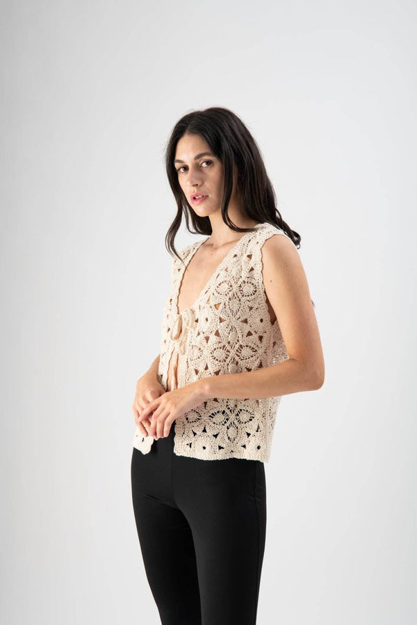 Gilet in crochet con micro paillettes - MND™