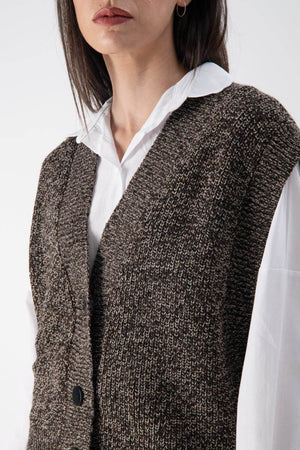 Gilet oversize a girocollo con bottoni - MND™