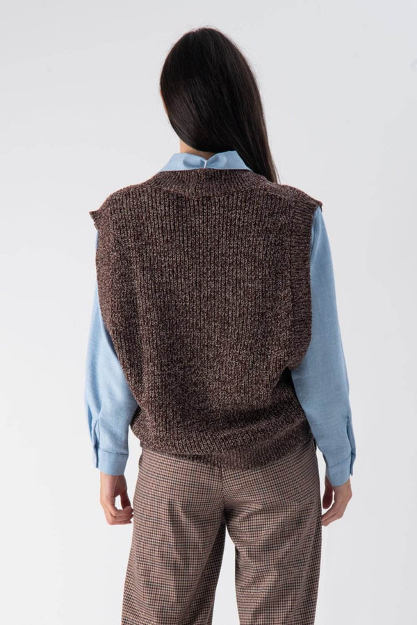 Gilet oversize a girocollo con bottoni - MND™