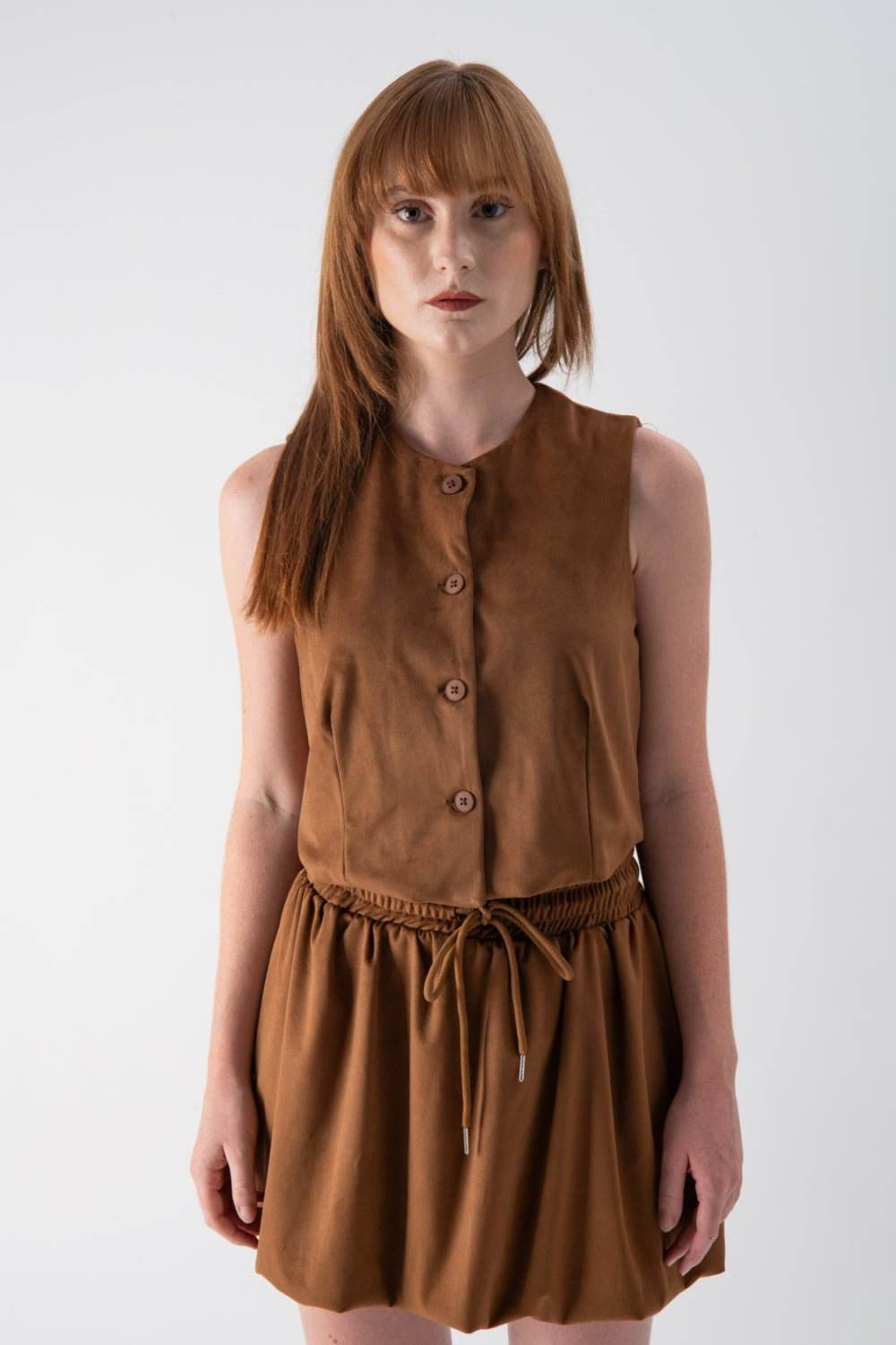 Gilet  scamosciato cognac