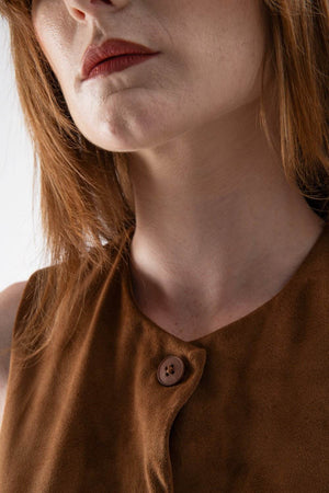 Gilet scamosciato cognac - MND™