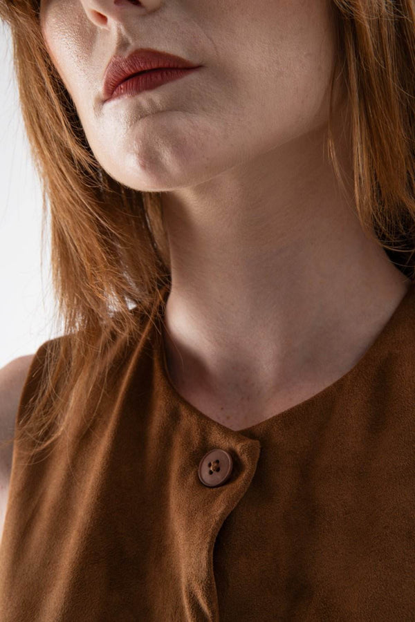 Gilet scamosciato cognac - MND™