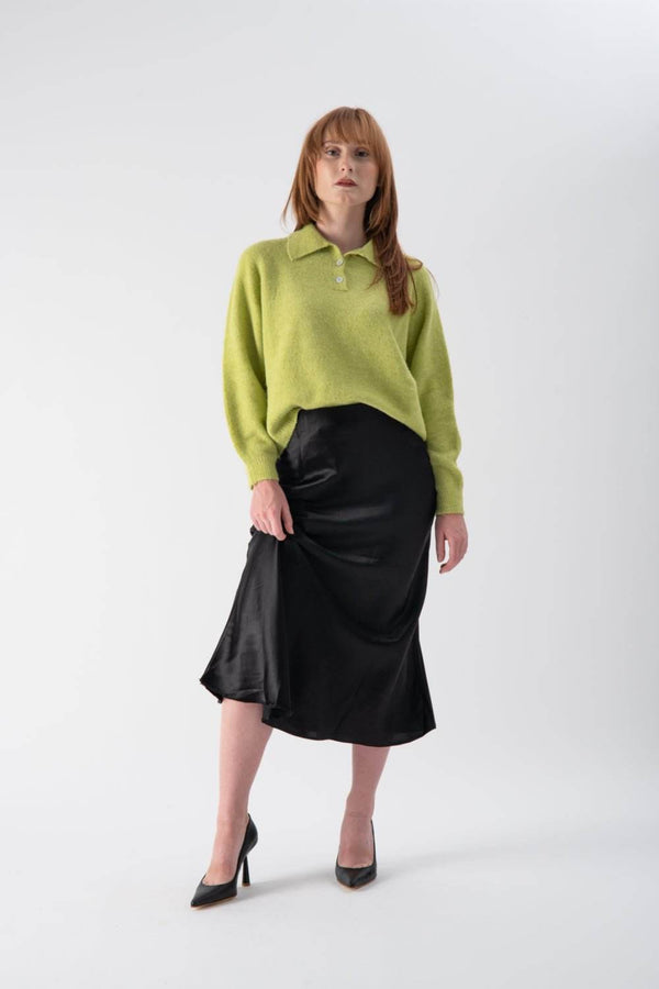 Gonna midi in satin con elastico in vita - MND™