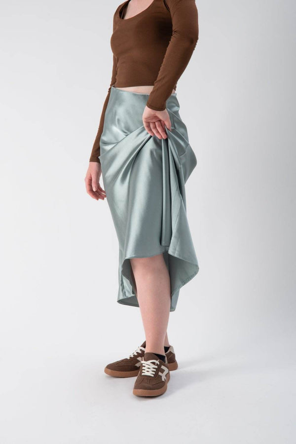 Gonna midi in satin con elastico in vita - MND™