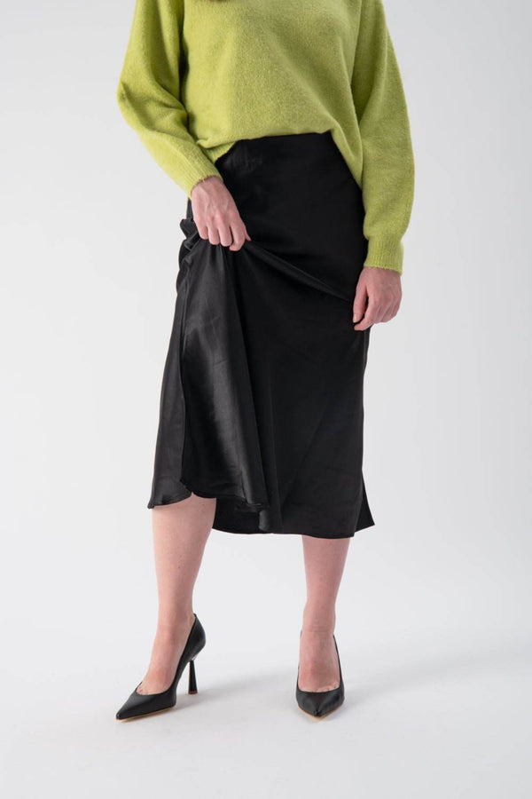 Gonna midi in satin con elastico in vita - MND™