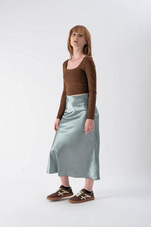 Gonna midi in satin con elastico in vita - MND™