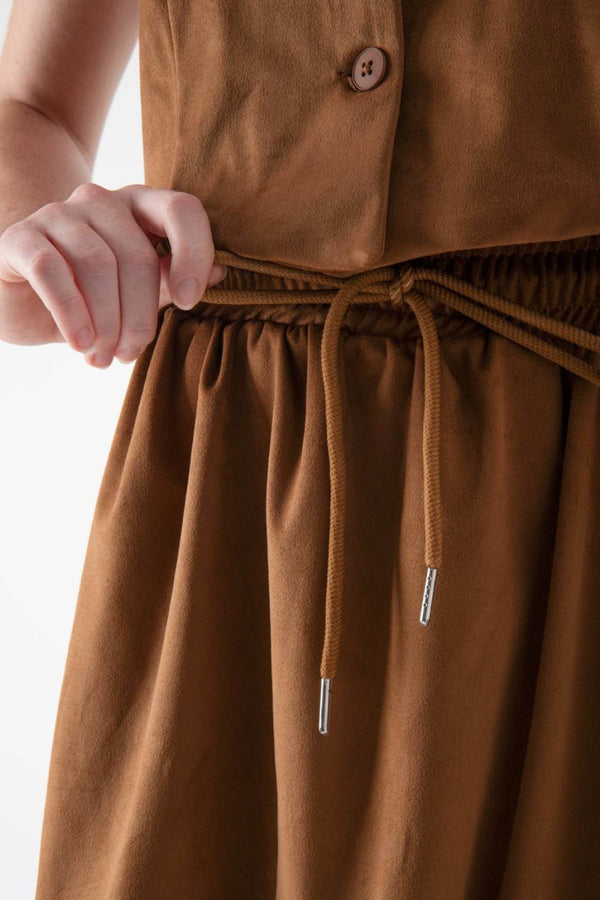 Gonna a palloncino in morbido suede cognac - MND™