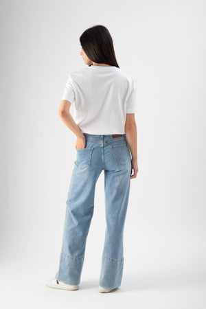 Jeans wide leg con risvolto - MND™