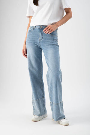 Jeans wide leg con risvolto - MND™