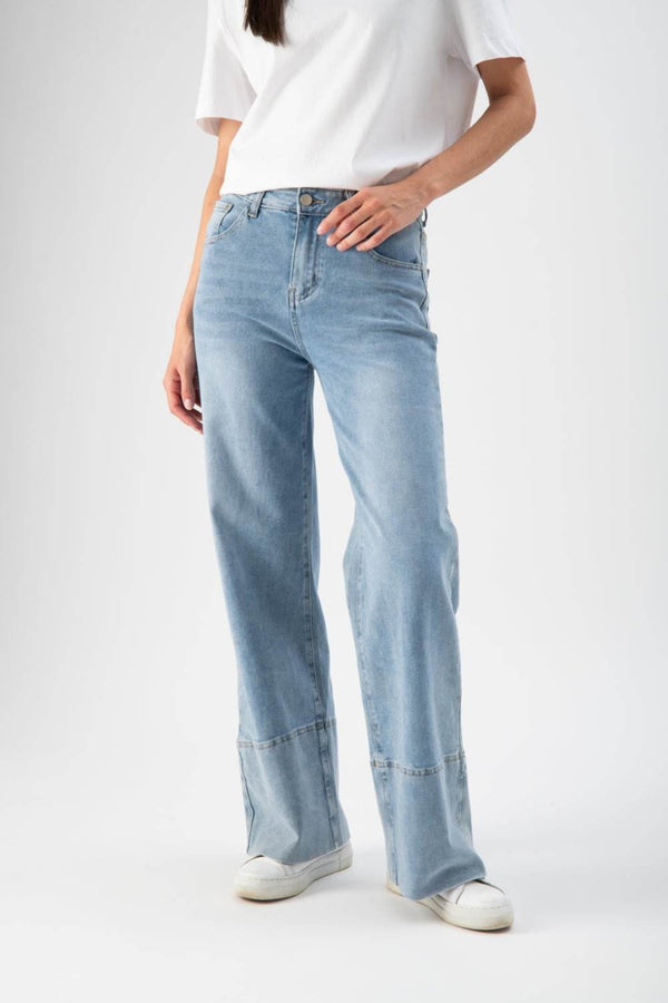 Jeans wide leg con risvolto - MND™