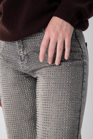 Jeans wide leg con strass - MND™