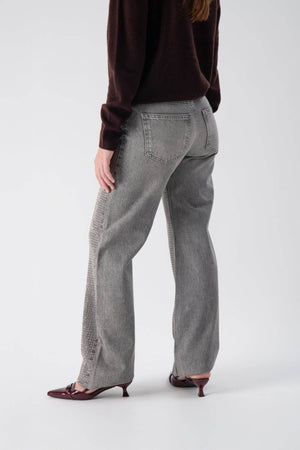 Jeans wide leg con strass - MND™