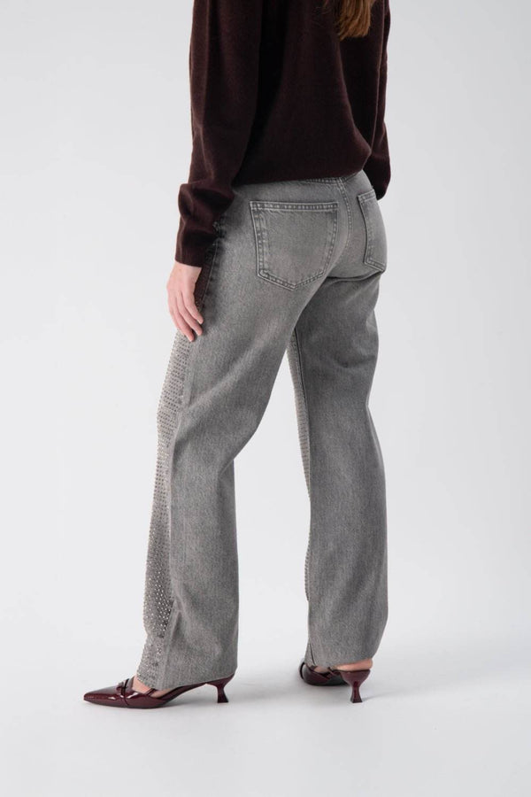 Jeans wide leg con strass - MND™