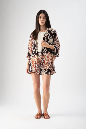 Kimono leggero in raso stampa floreale - MND™