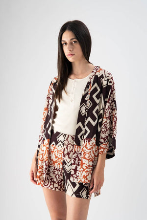 Kimono leggero in raso stampa floreale - MND™