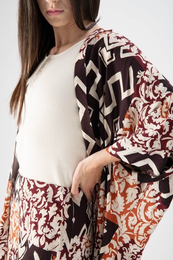 Kimono leggero in raso stampa floreale - MND™