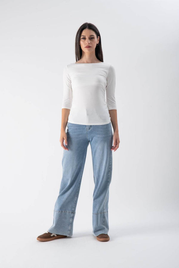 Maglia con scollo a barca con manica a 3/4 - MND™