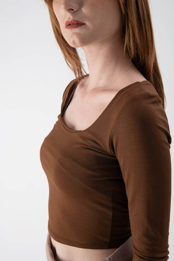 Maglia cropped con scollo quadrato - MND™